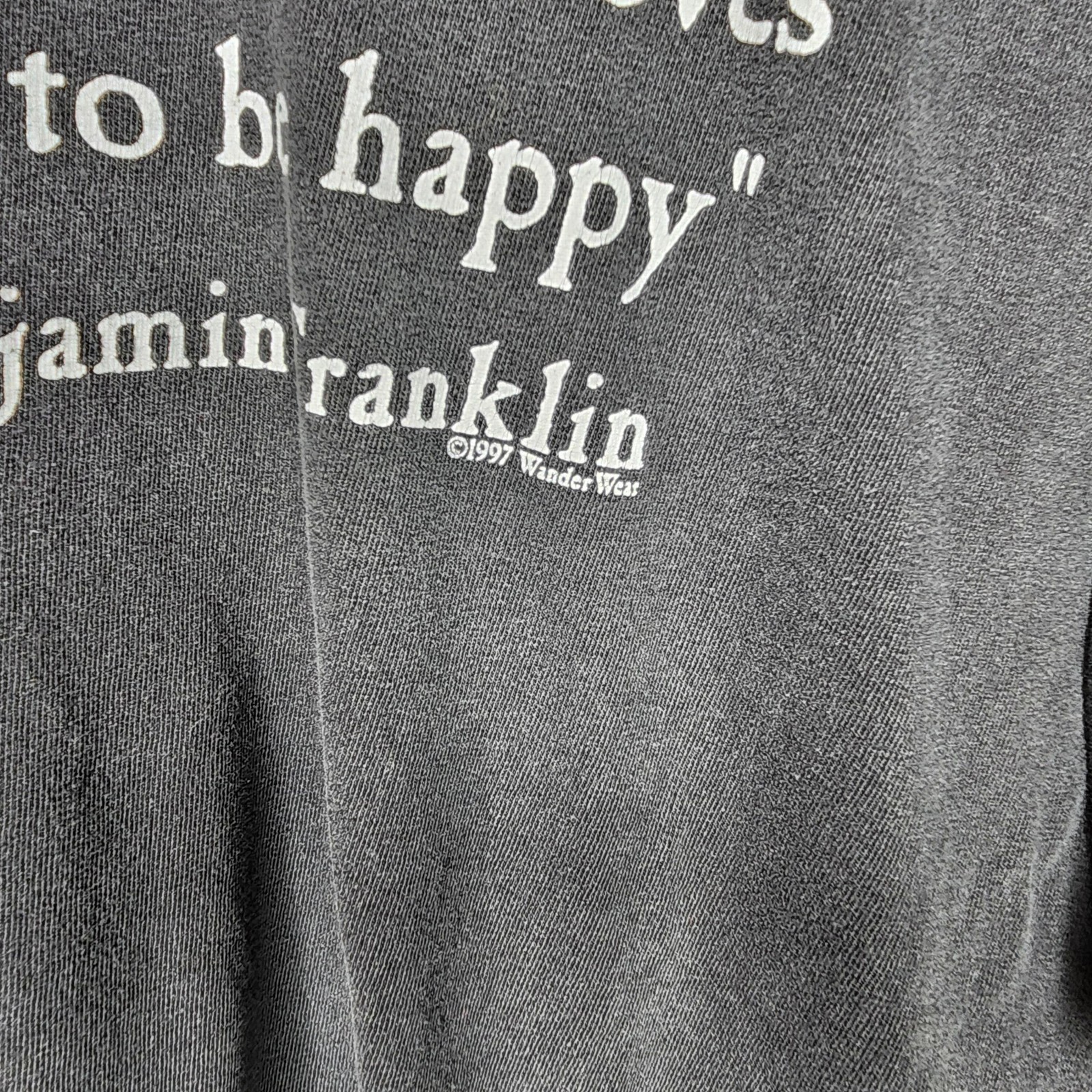 Vintage Benjamin Franklin Beer Shirt Mens Large Gray Funny Quote Tee 1997 Gildan gallery