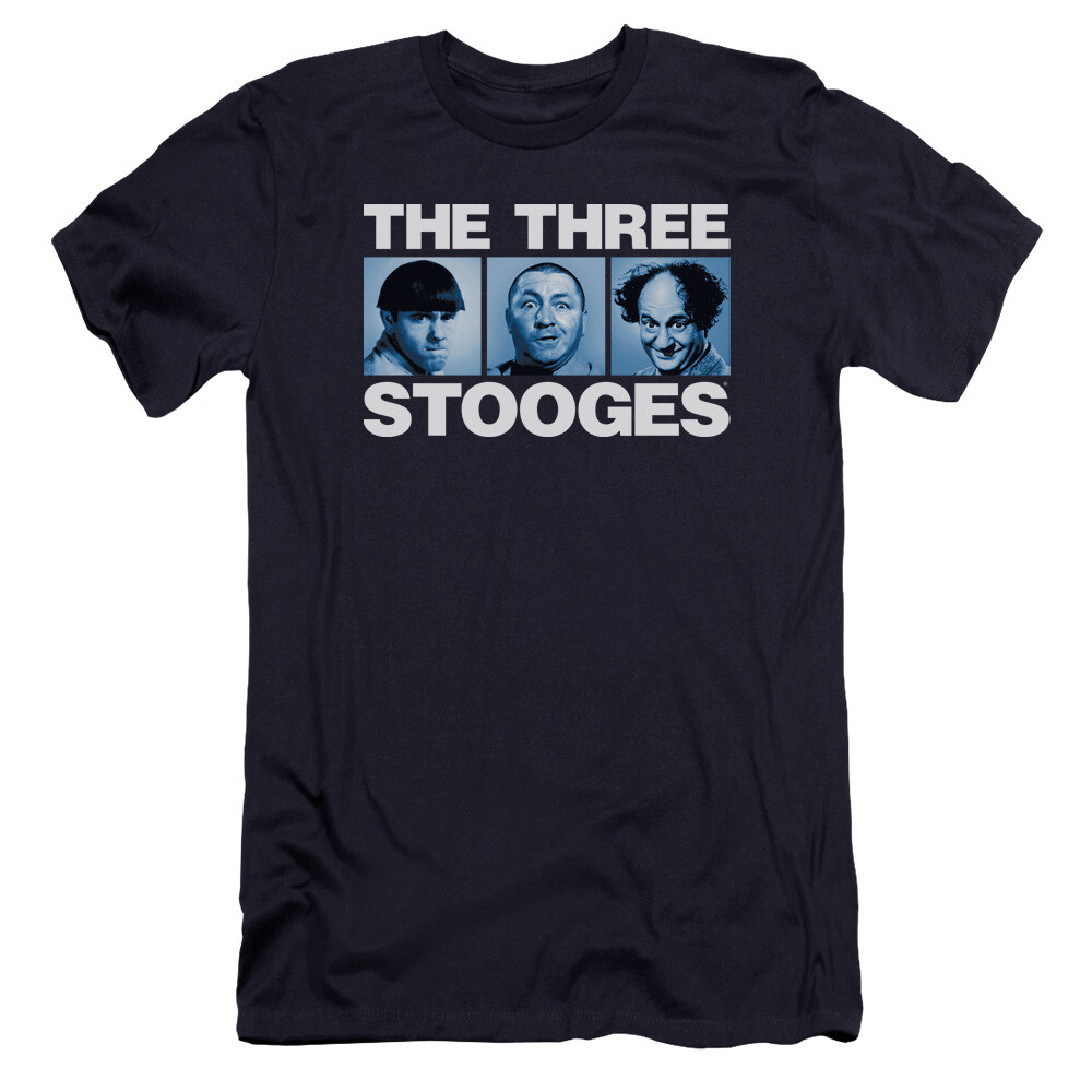 Three Stooges Premium Canvas T-Shirt Headshots Navy Tee gallery