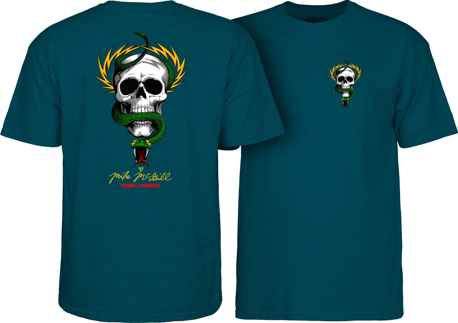 Powell Peralta Mike McGill SKULL AND SNAKE Skateboard T Shirt MIDNIGHT TEAL gallery
