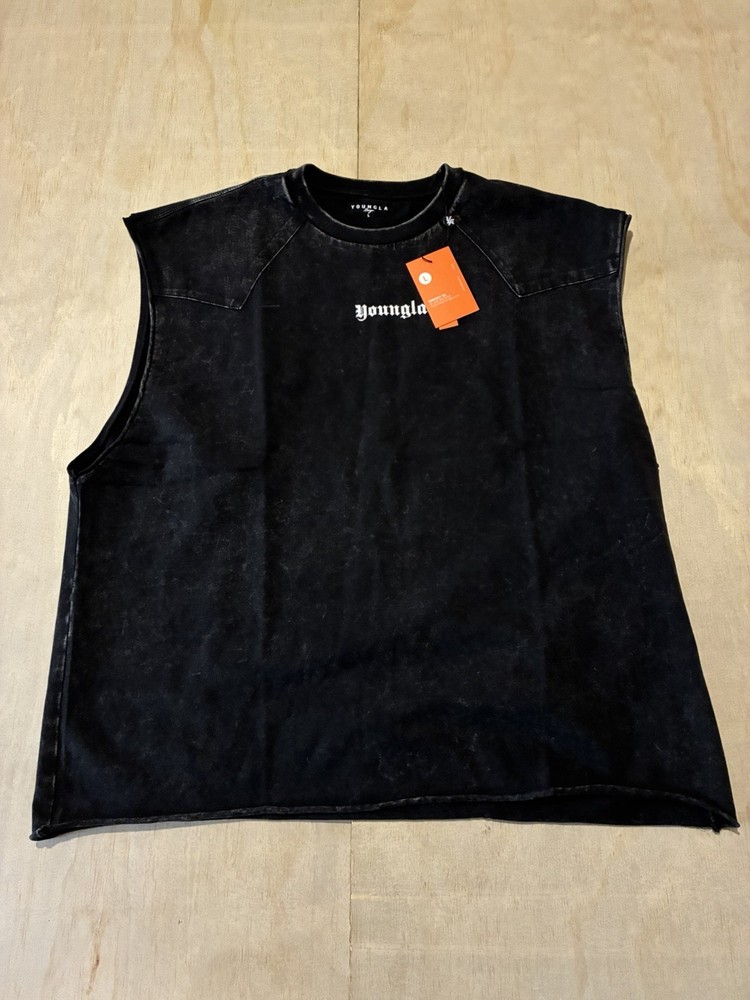 YoungLA Elevated Essentials Cut Off, Black Wash Size Large