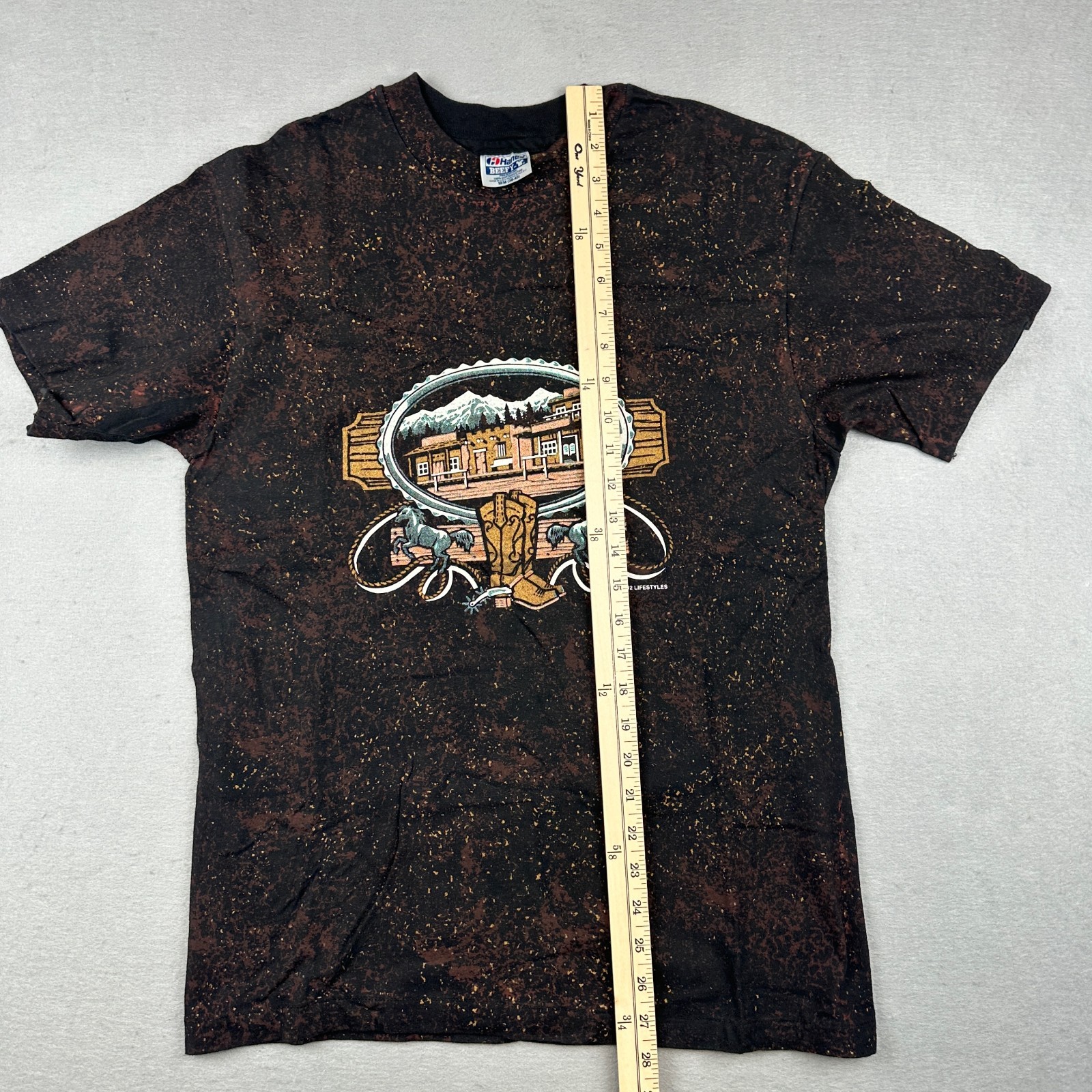 Vintage Lifestyles T Shirt Mens M Black Single Stitch Beefy Western Splatter 90s gallery