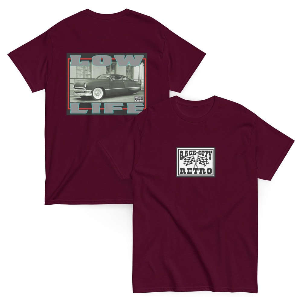LOW LIFE CHOPPED SHOEBOX TWO SIDED T SHIRT by RACE CITY RETRO