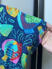 Ken Done Vintage Novelty Print Button Up Fish Pop Art Oceancore Deep Sea – S