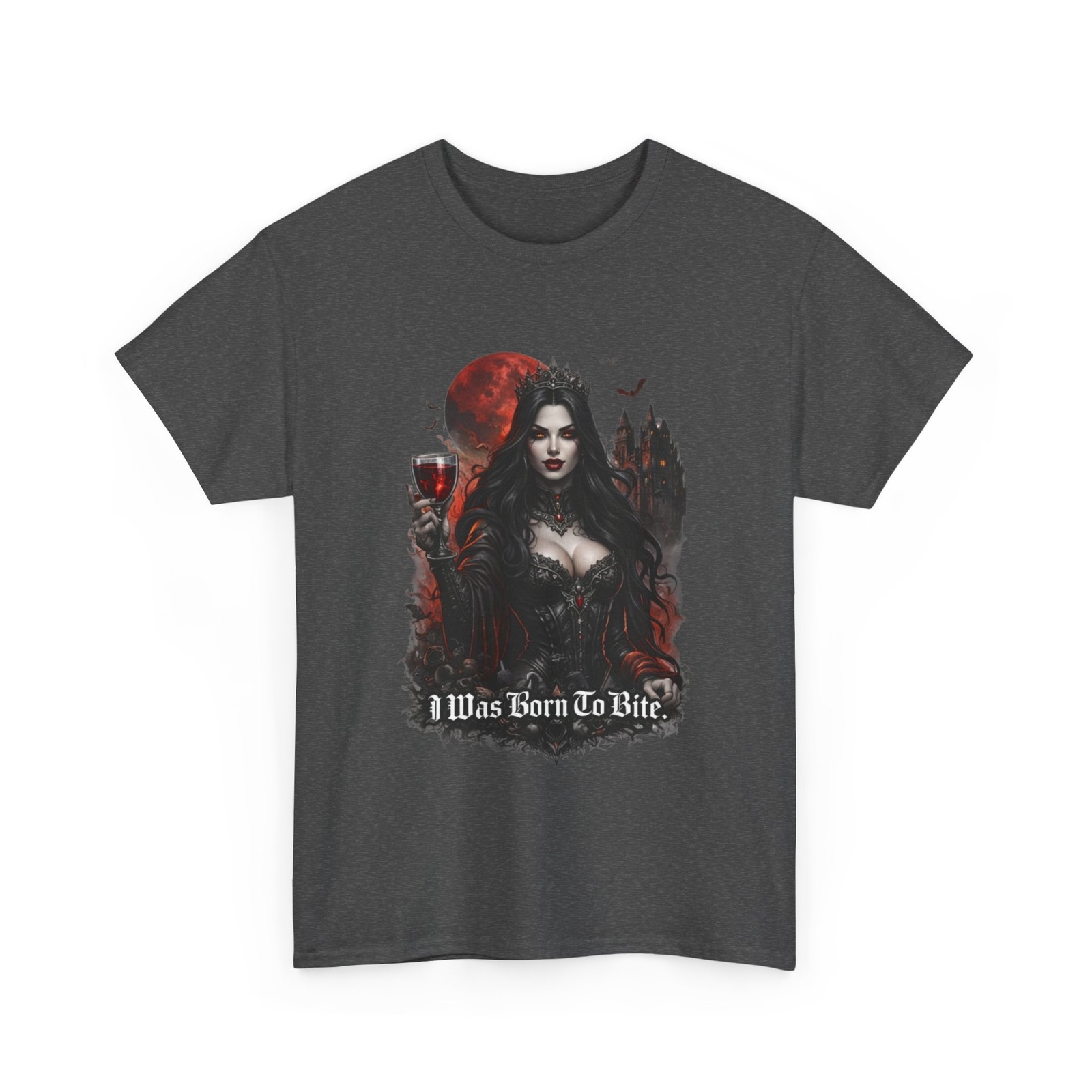 Dark Vampire Woman 'I Was Born To Bite' T-Shirt | Gothic Vampire Tee shirt x her gallery
