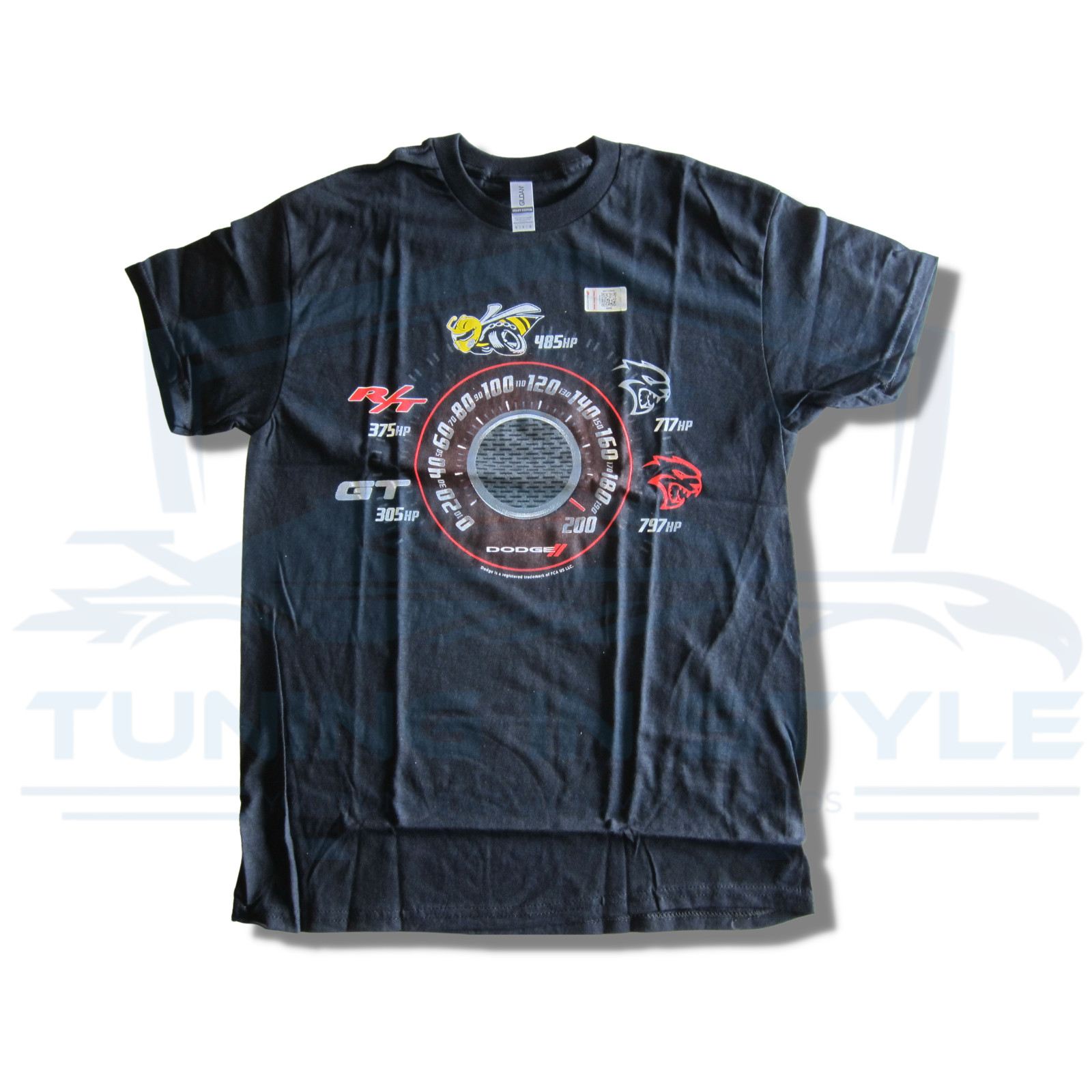 Dodge Speedometer Horsepower Logo Graphic Cotton T-Shirt Black Official Licensed gallery