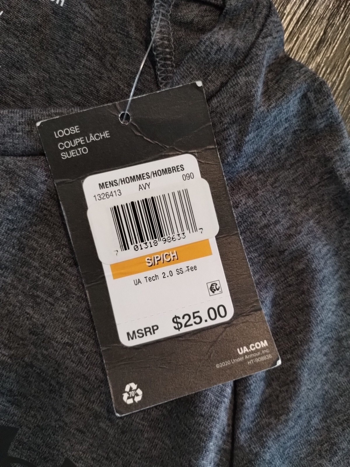 Under Armour Men's Adult Size Small T Shirt, 2.0 Tech Tee 1326413, Charcoal Gray gallery