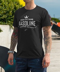 Gasoline Screen Printed Retro Washed out Logo T-Shirt Premium High Octane Gas