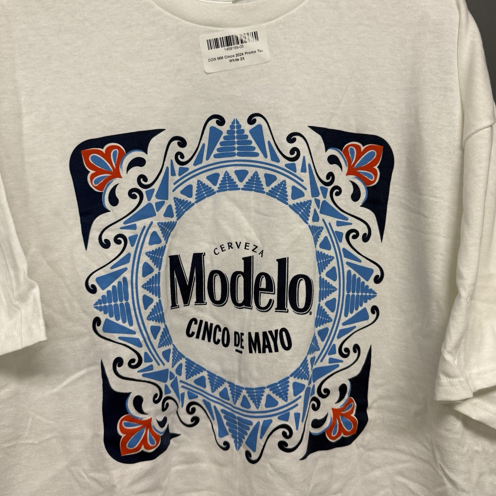 NEW Modelo Cinco De Mayo Beer Cerveza White Blue Short Sleeve T-Shirt 2XL gallery
