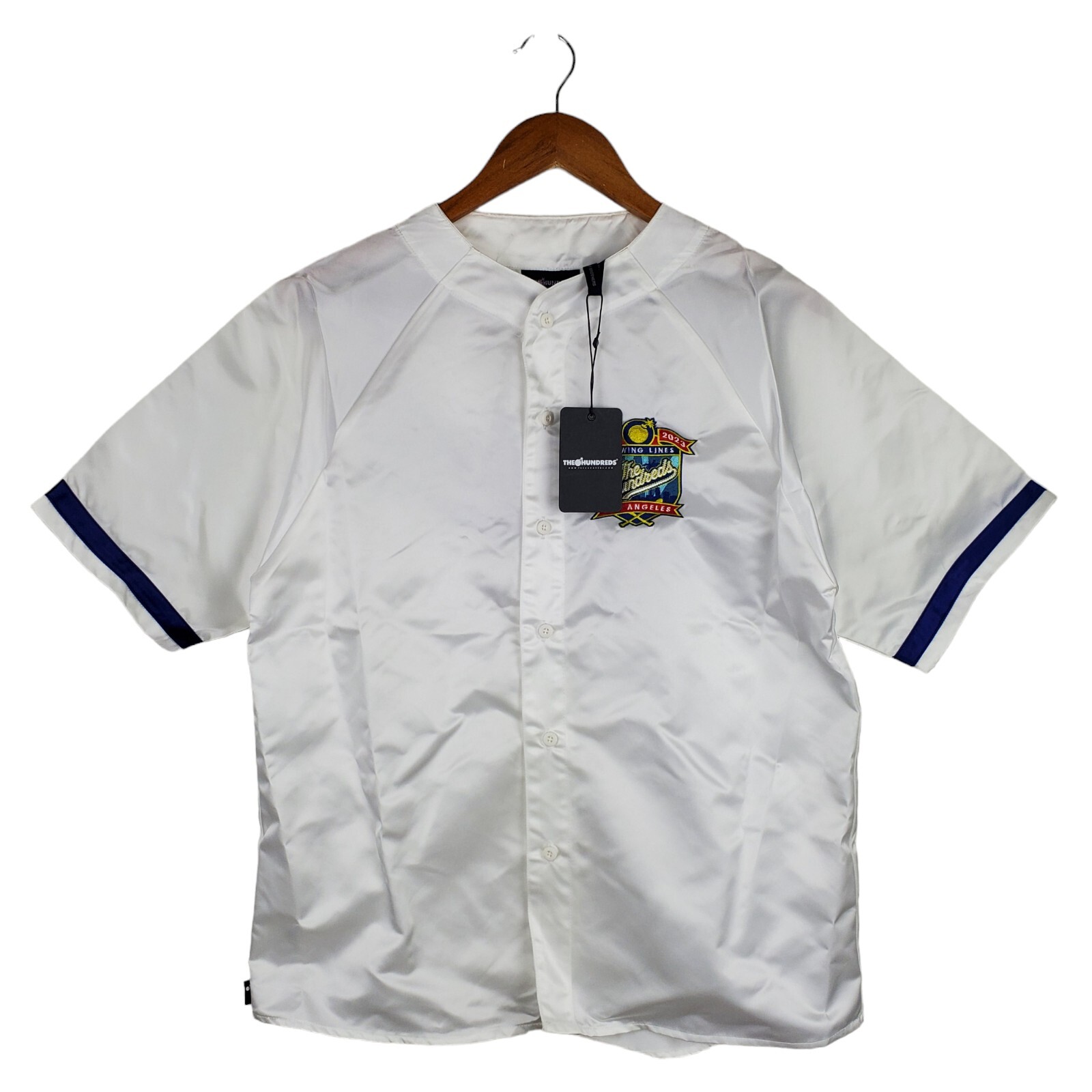 The Hundreds Drawing Lines Los Angeles White Satin Jock Baseball Jersey Sz S