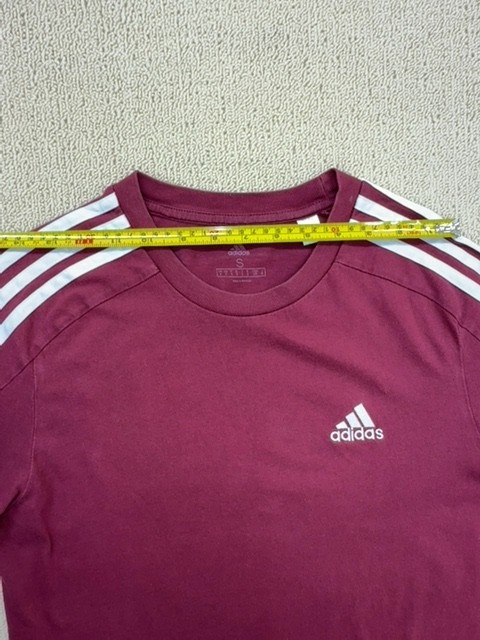 Adidas Mens T-Shirt Maroon Striped 3-Stripes S Cotton Crew Neck gallery