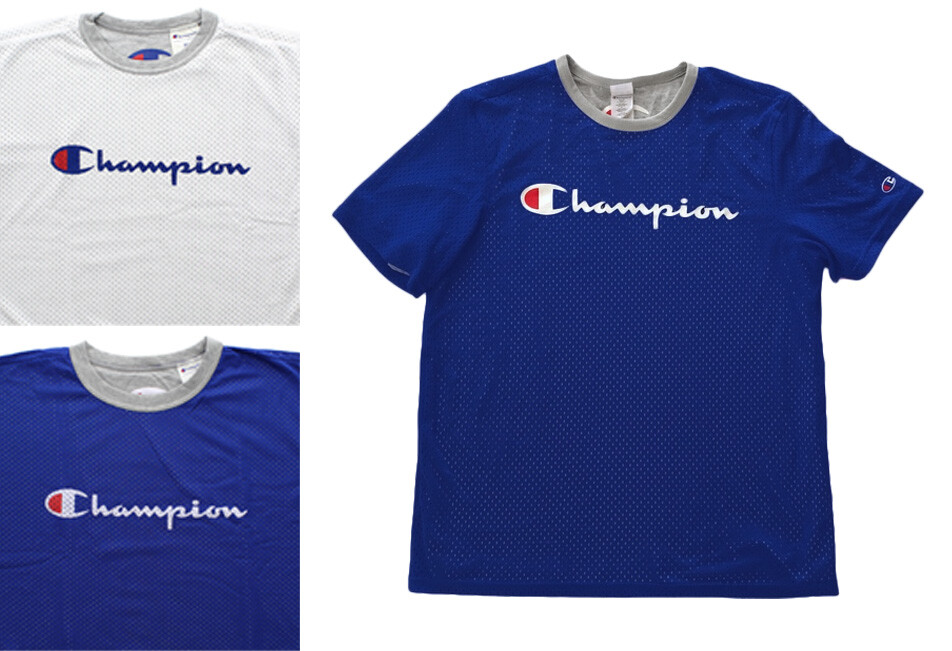 Champion Men’s Big & Tall Reversible Mesh Jersey & Knit Tee Shirt, Script Logo