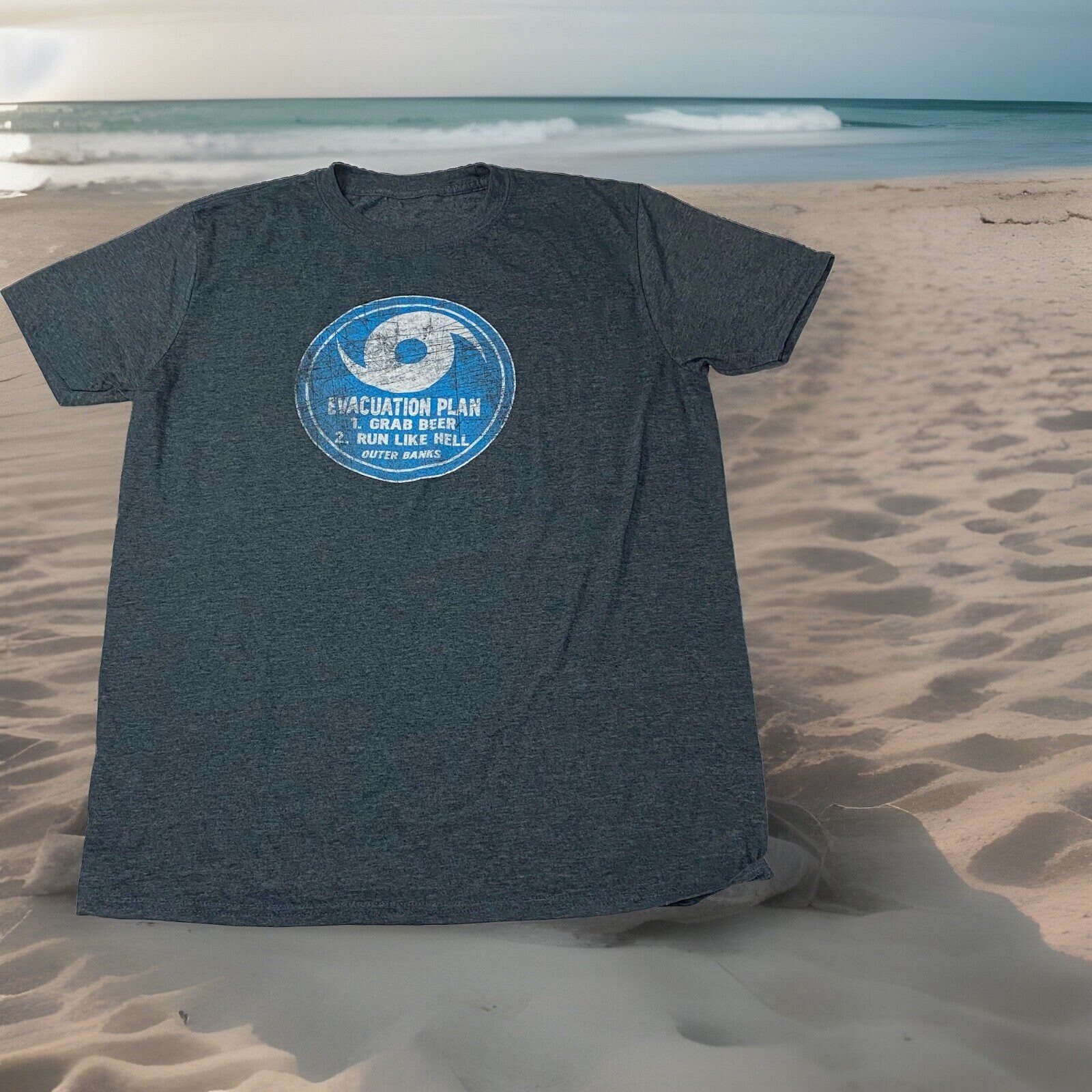 Outer Banks T Shirt Hurricane Funny Grab Beer Run! Adult Large L gallery