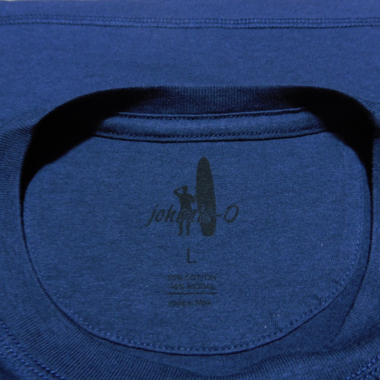 Johnnie-O Men's L Surfer Stripes Crewneck T-Shirt Navy Blue SS 1 Pocket gallery