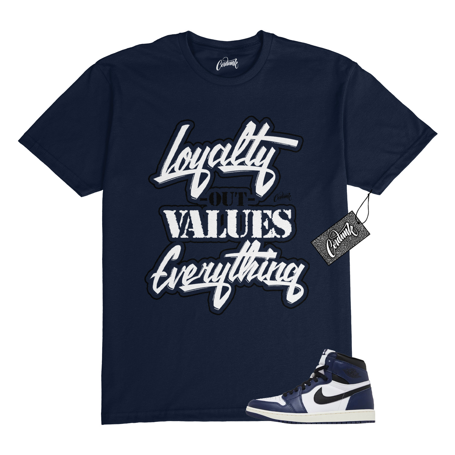 1 Midnight Navy Black White Sail Retro High OG T Shirt to Match LYLTY Jordan gallery