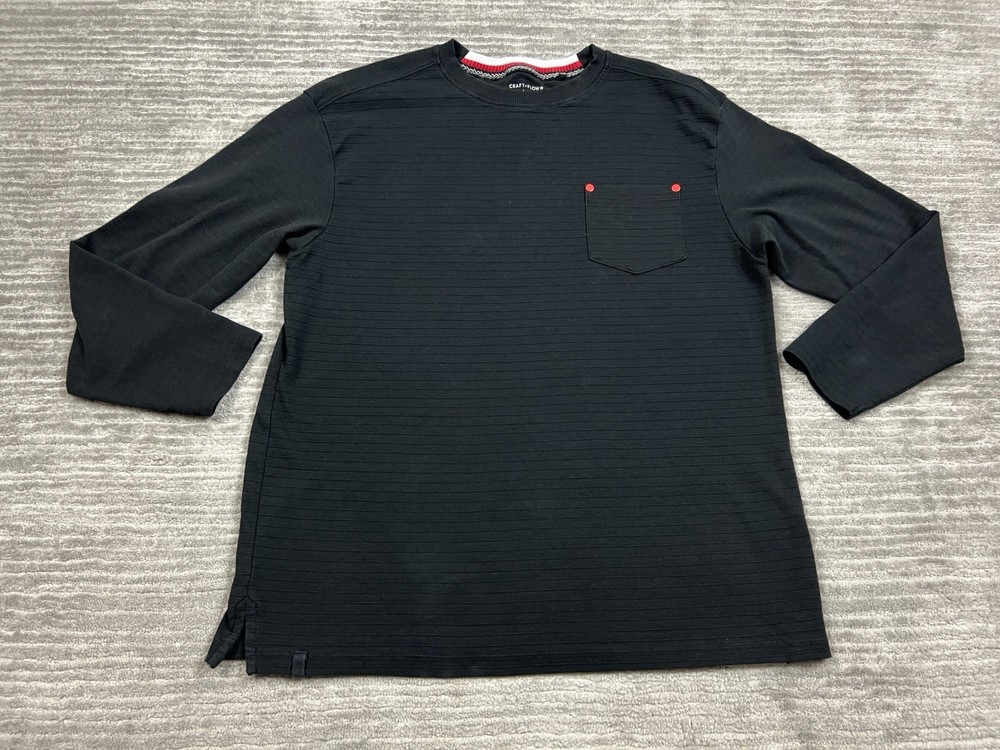 Craft + Flow Shirt Mens Large Black Long Sleeve Cotton Blend Pocket