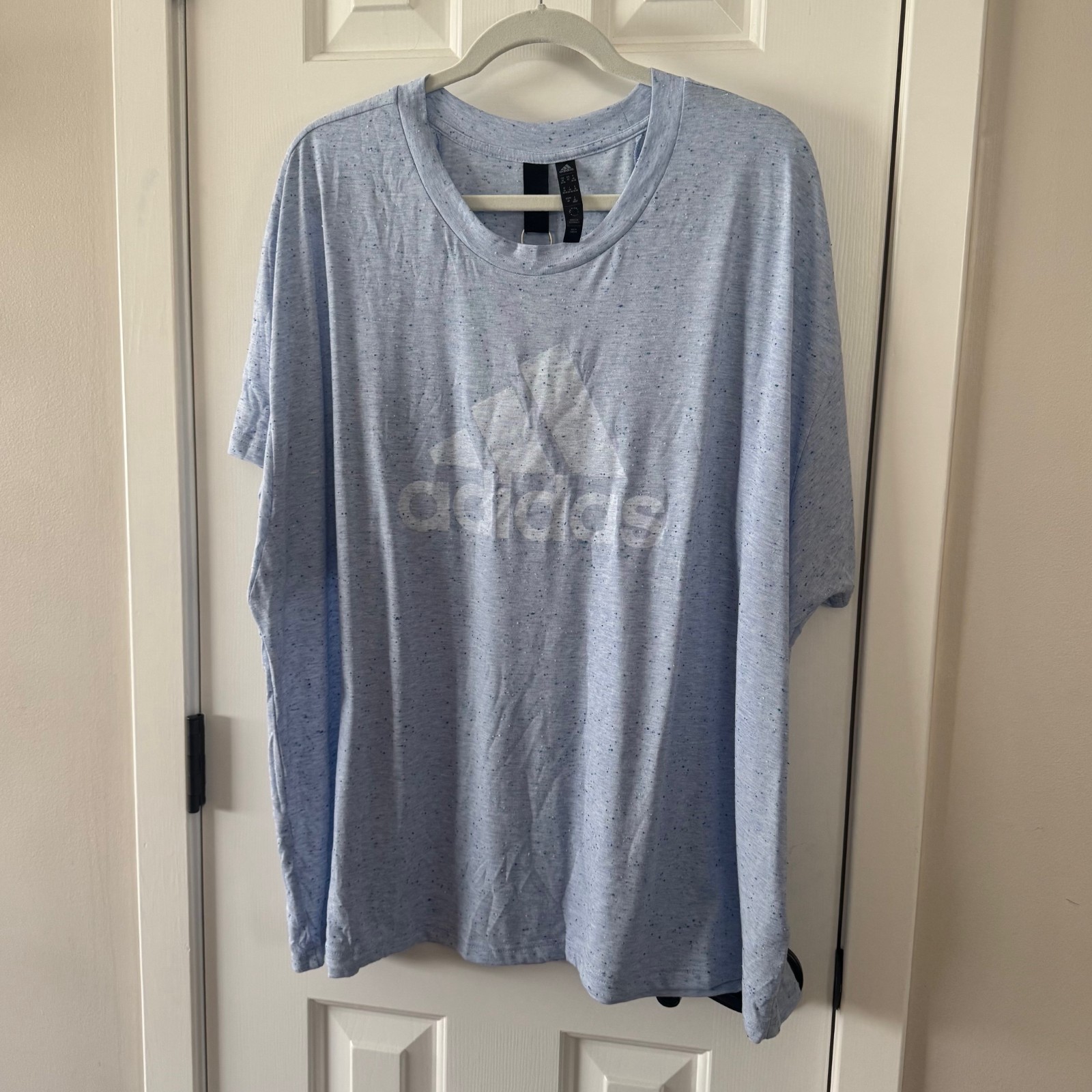 Adidas Womens Plus Size Light Blue Tee Shirt Top Size 4X New with Tags E9