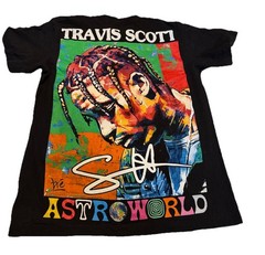 Travis Scott Astro World Space Jam Tee M Boot Leg Shirt Preowned The Roxx 🌍