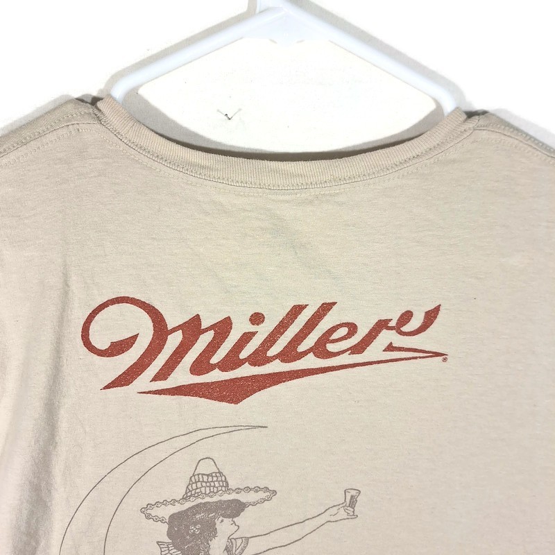 Miller High Life Beer Graphic Tshirt Mens L Short Sleeve Crew Neck Beige Cotton gallery