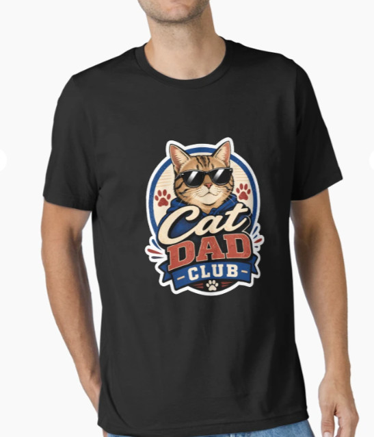 Cat Dad Club Cool Cat Sticker T-Shirt gallery