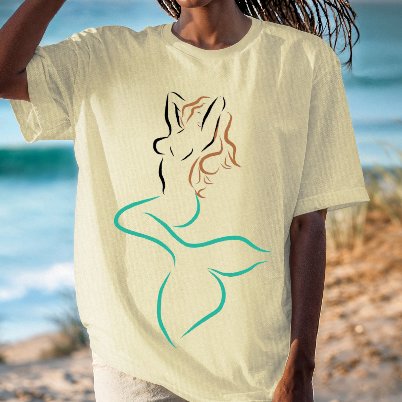 Minimal Line Mermaid T-shirt | Summer Fashion Tee, Ocean Lovers, Gift for Her gallery