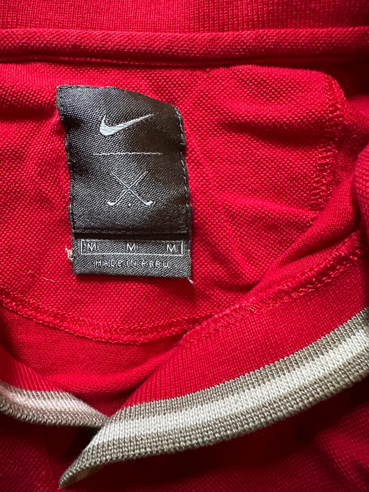 Nike Scarlet, Gray & White, Collared Embroidered Polo Shirt, Size Medium! gallery