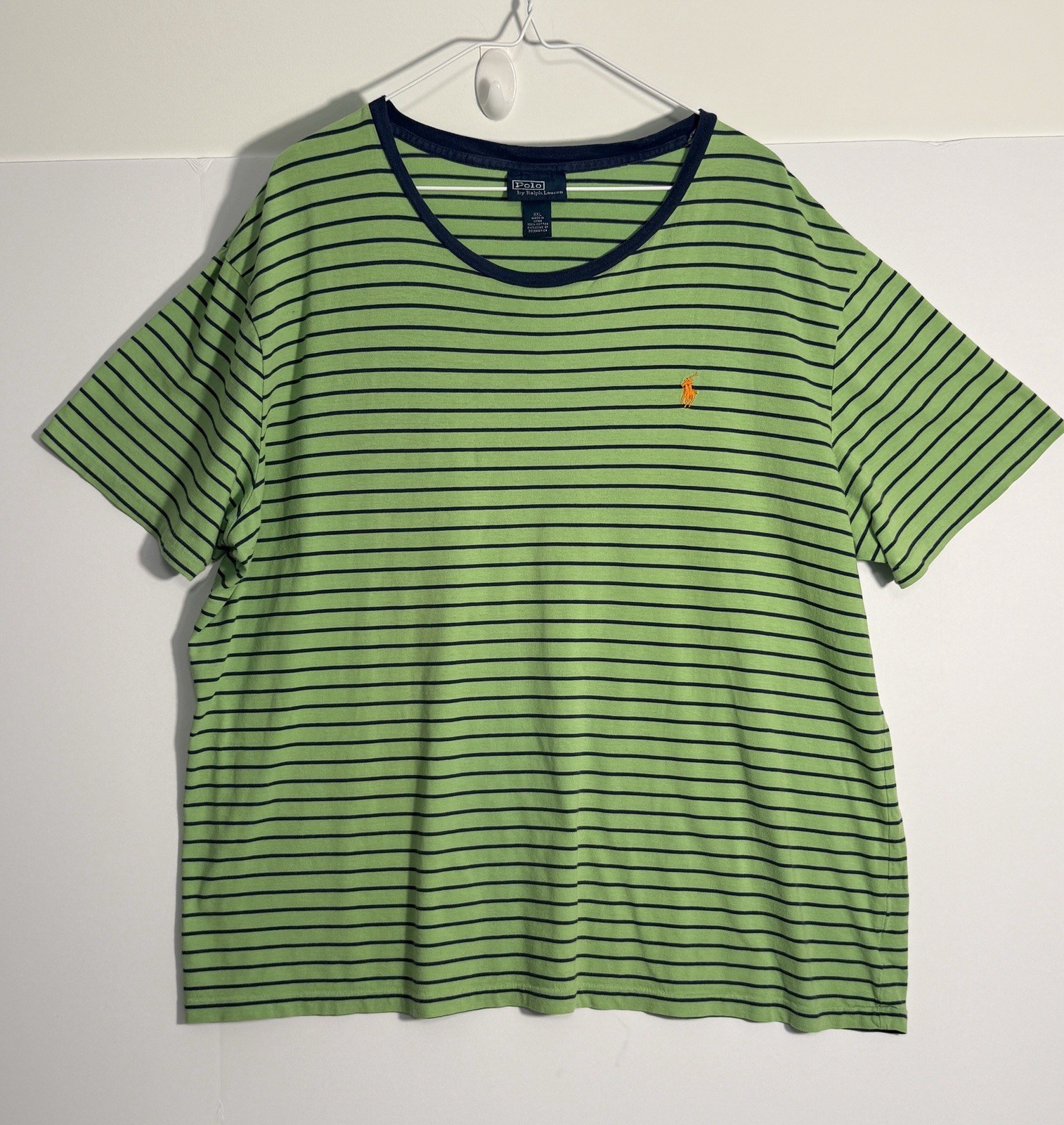 POLO by RALPH LAUREN Men’s Lime Green w/Navy Stripe Short Sleeve Tshirt Size XXL gallery
