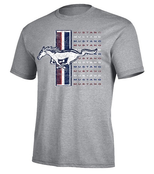 FORD MUSTANG MEN’S GRAY DISTRESSED PRINT SHORT SLEEVE TEE SHIRT 93444
