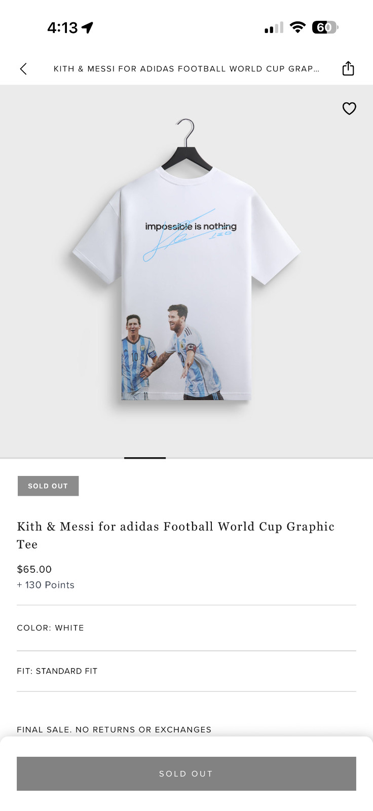 Kith & Messi for adidas Football World Cup Graphic Tee Size XL - IN HAND gallery