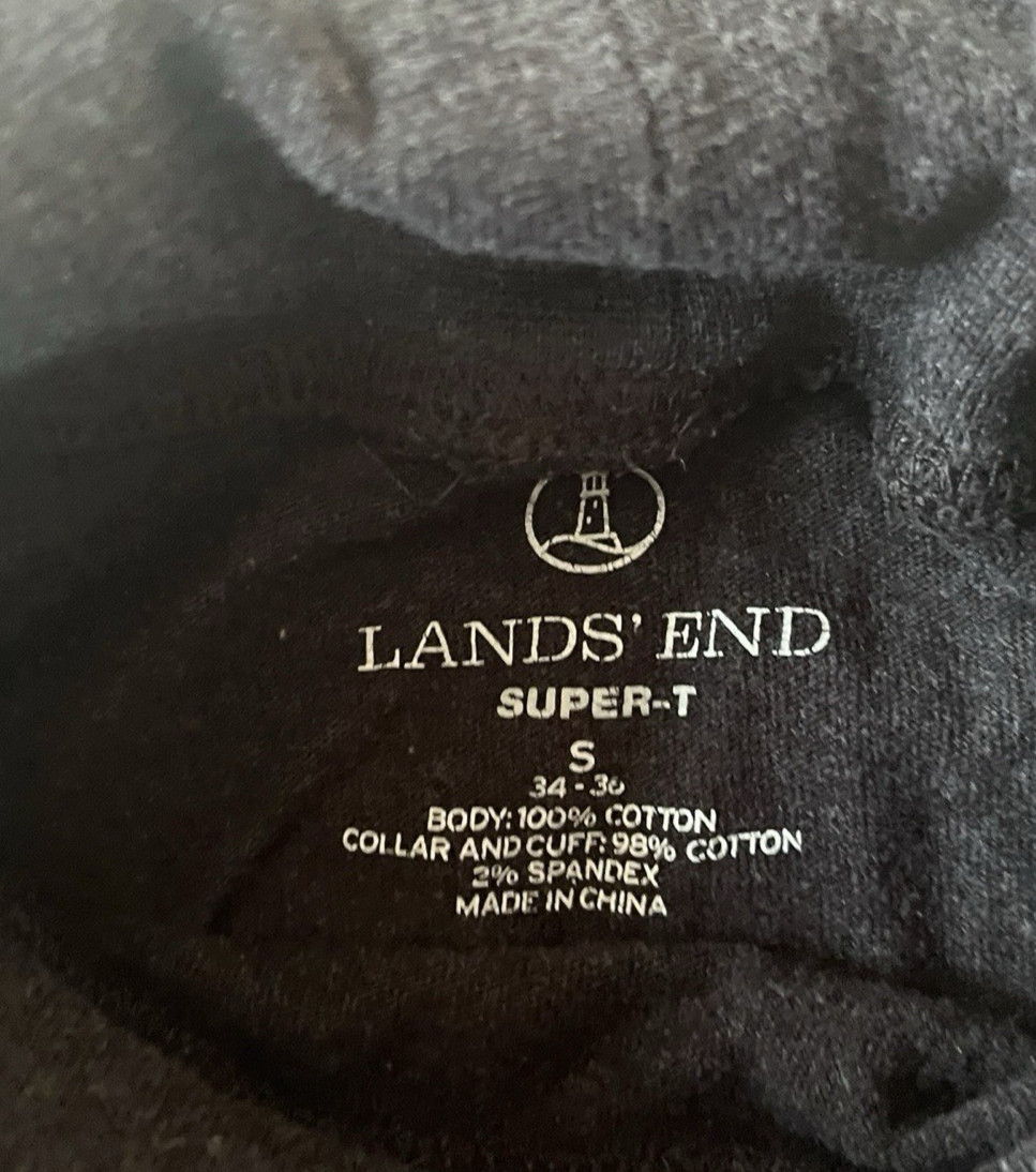 Lands' End Men's Size S 34-36 Dark Gray Turtleneck Long Sleeve T-Shirt Cotton gallery