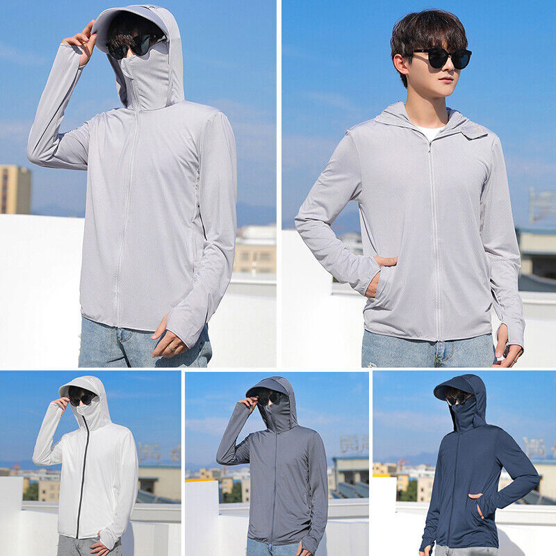 Upf 50+ Men's Long Sleeve Sun Skin Protection T-Shirt Outdoor Fishing Hoodies Us gallery