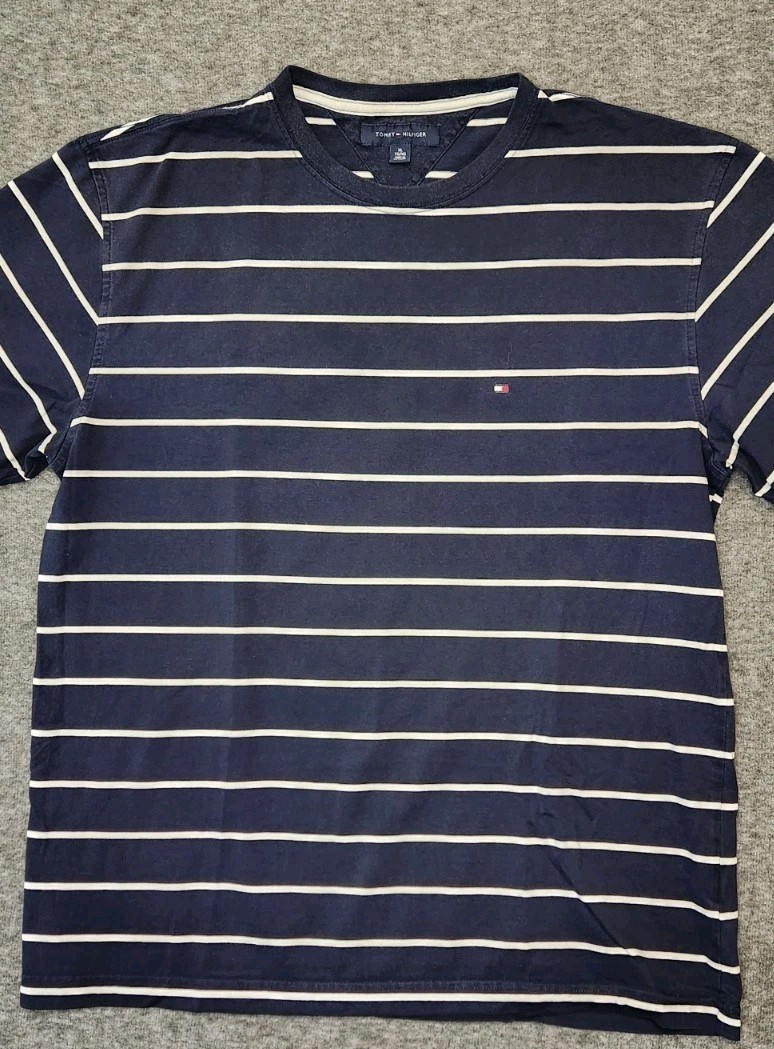 Tommy Hilfiger Top Navy White Striped Size XL Measurements in Description gallery
