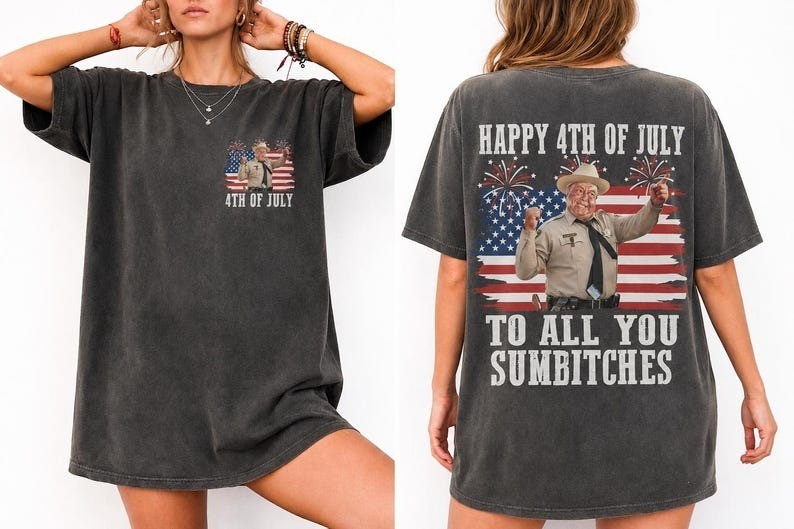 Happy 4th of July to All You Sumbitches T Shirt, Retro Smokey and the Bandit Tan gallery