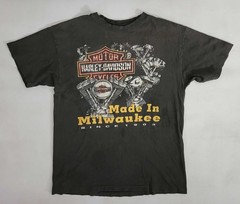 Vtg USA Harley Davidson 2 Sided Made in Milwaukee Faded Distressed T Shirt M/L