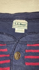 Vtg LL BEAN RIVER DRIVERS Shirt Blue Red Stripe Henley Heavy USA Medium Flaws
