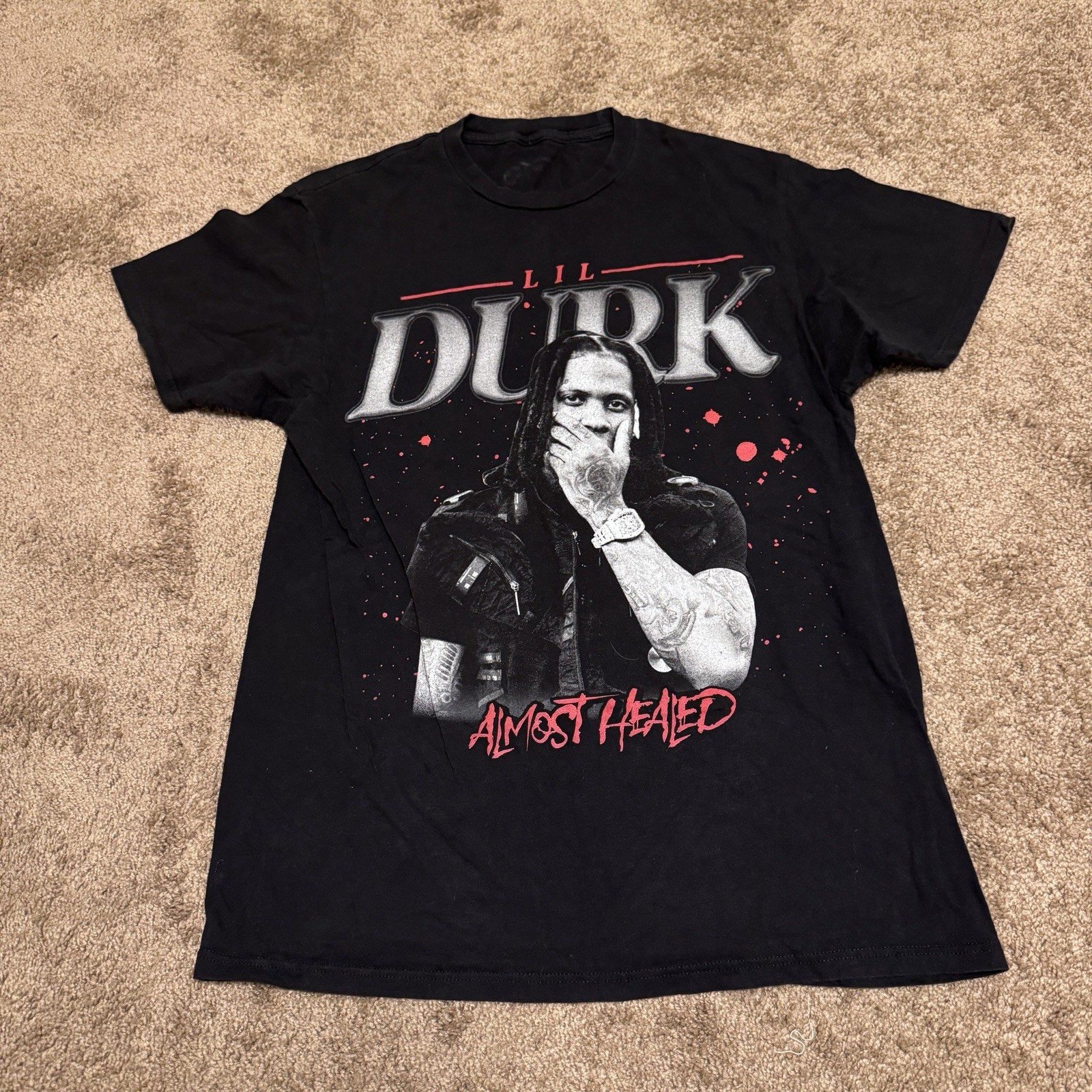 Lil Durk OTF Shirt Mens Medium Black Short Sleeve Rap Hip Hop Graphic Logo
