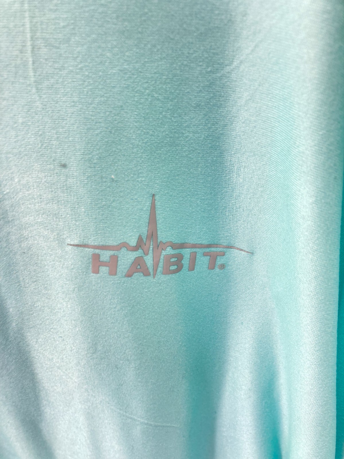 Habit Crooked ELM Graphic T-Shirt Mens M Aqua Blue Long Sleeve Solar Factor NWT gallery