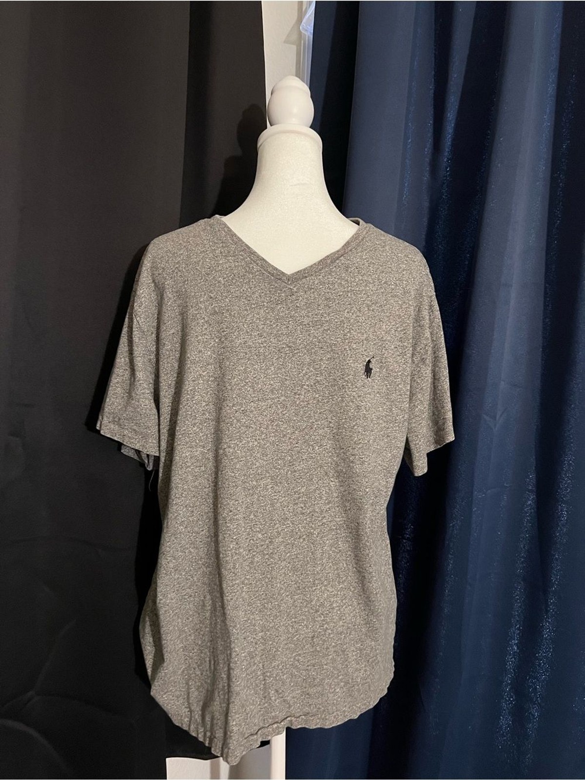 Polo Ralph Lauren Gray Heather V-Neck T-Shirt Men’s Large Black Pony Logo gallery