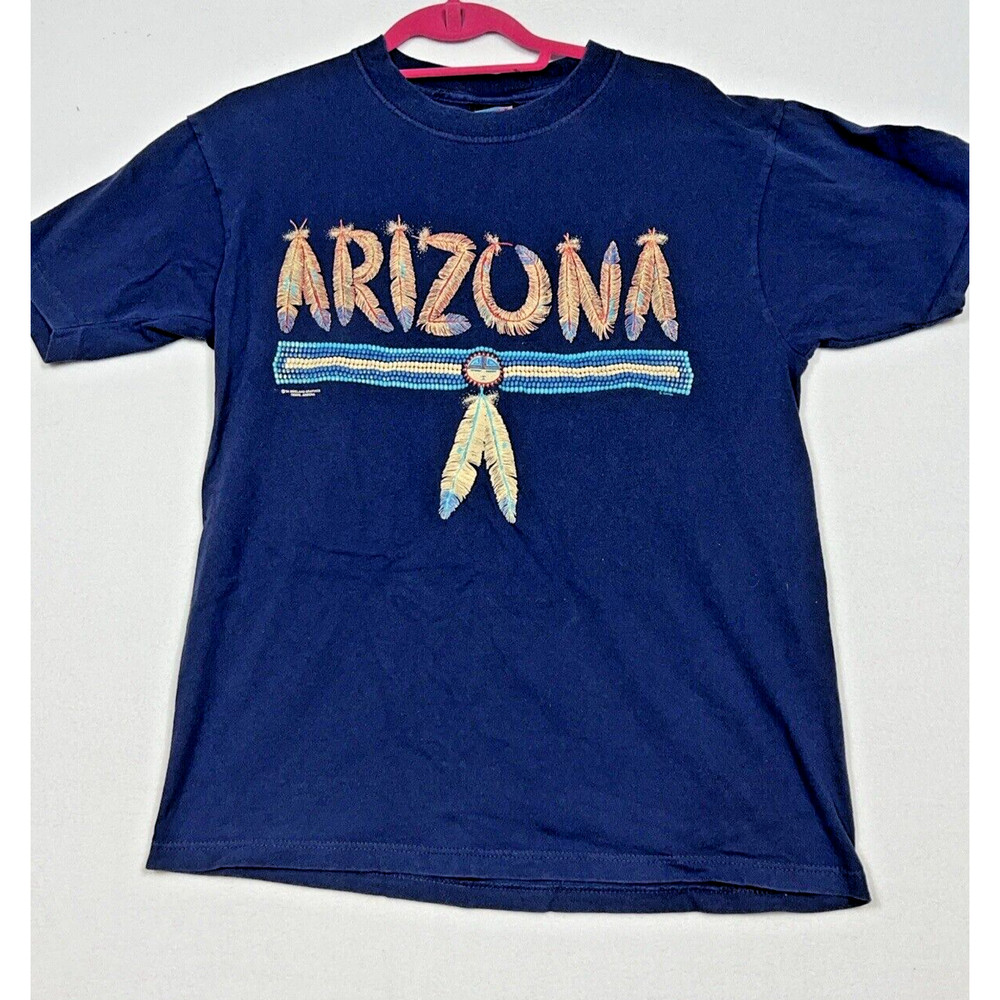 Vtg 90s Soffe’s Choice Arizona Feather Tee Medium Southwest Boho USA