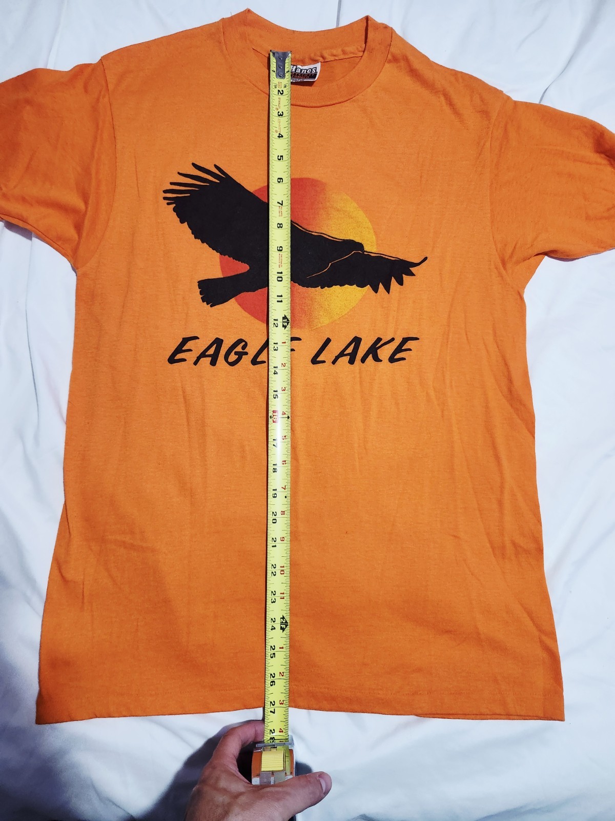 Vintage Single Stitch Eagle Lake Crew Neck T-Shirt USA Large 42-44 L Orange gallery