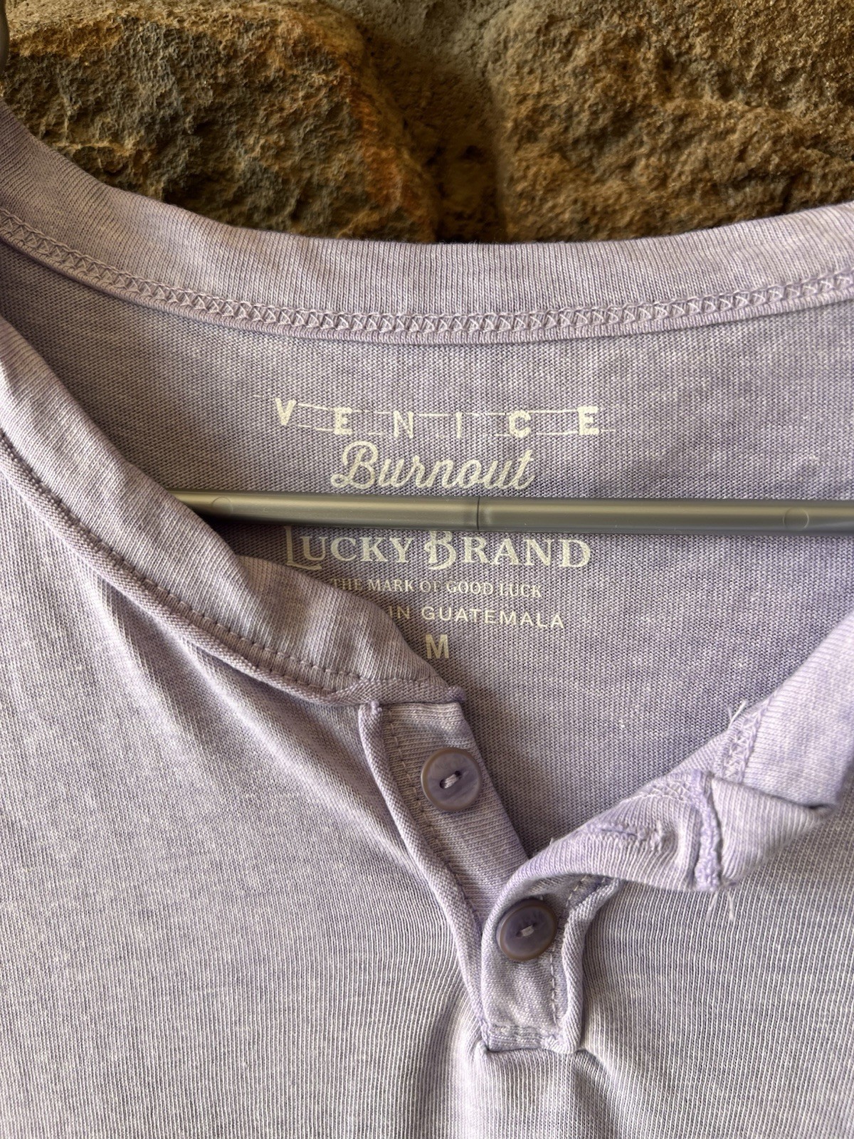Lucky Brand Men's Venice Burnout Henley Short Sleeve Purple Size Medium gallery