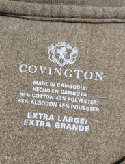 Covington Mens XL Tan Vertical Textured Knit Top Short Sleeve Crew Neck Cotton