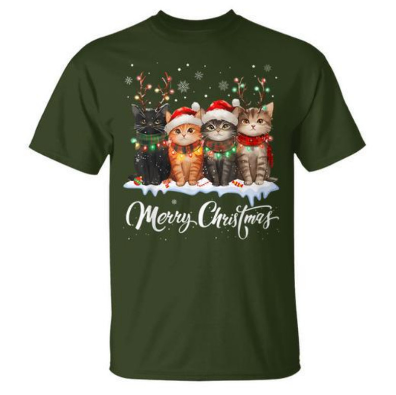 Christmas Cats t-shirt Green Unisex Cotton S-234XL 1VT0069 gallery