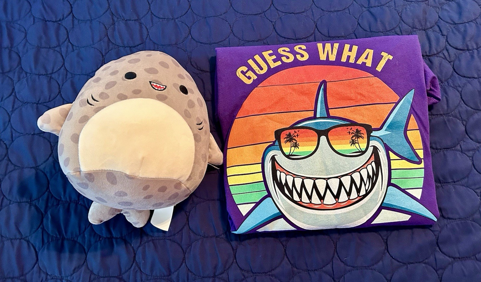 Shark Week T-shirt, Purple, Size Large And Shark Squishmallow 16”