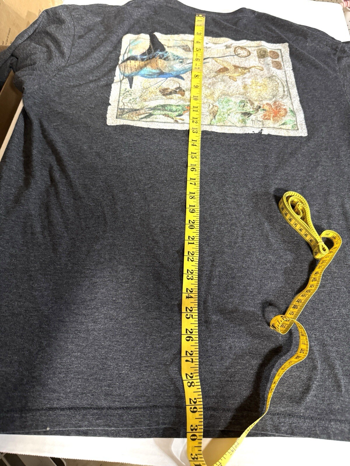 Guy Harvey Men Deep Sea Fishing Size XL Tee Shirt Gray Graphic EUC gallery