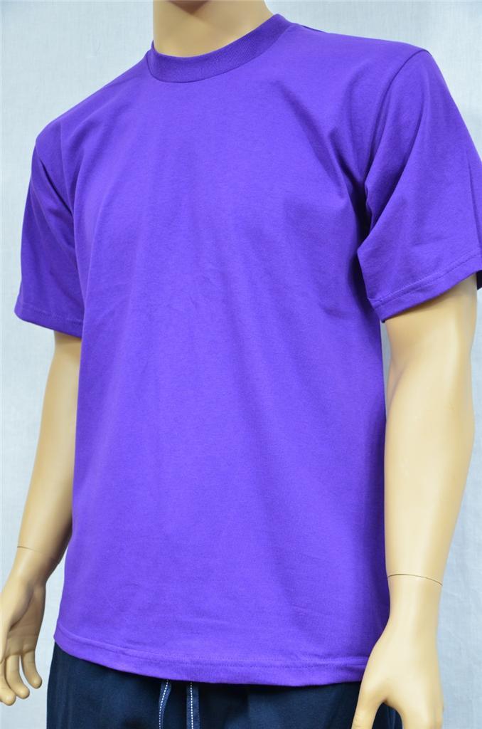 2 NEW PROCLUB S-5XLT HEAVY WEIGHT T-SHIRTS PURPLE PLAIN TEE PRO CLUB BLANK gallery