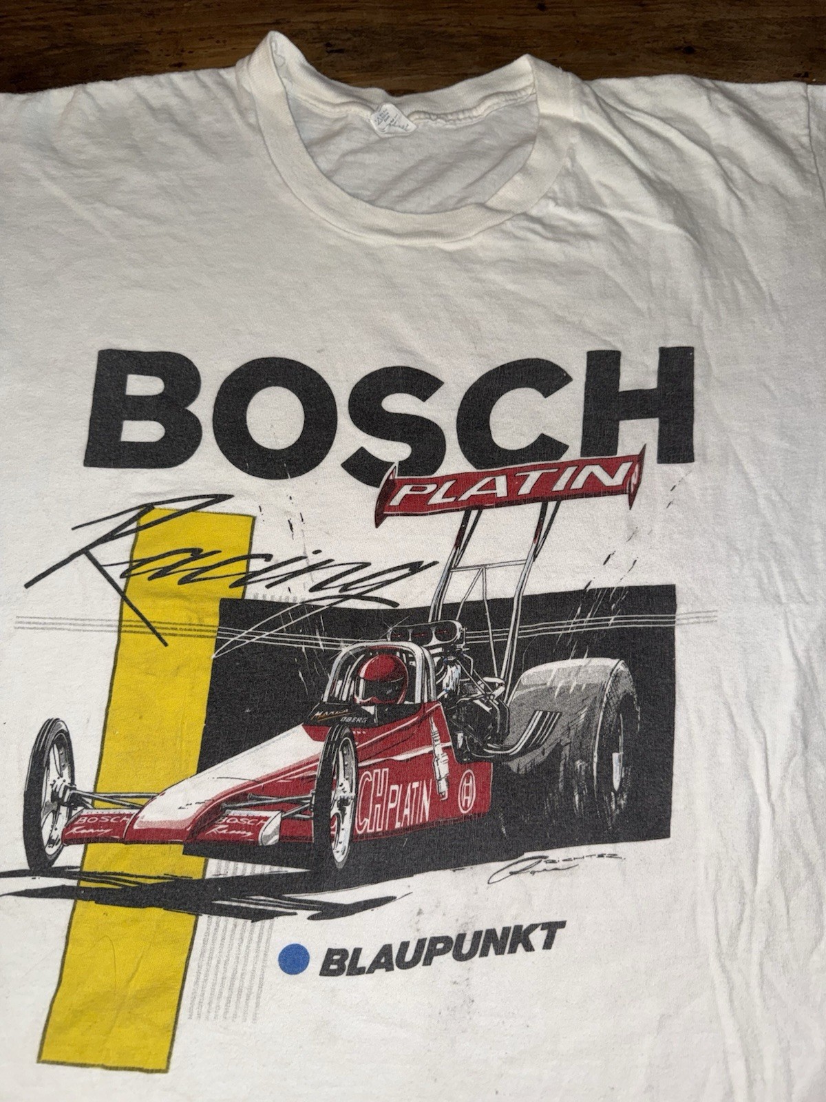 Vintage Bosch Racing T-Shirt Size M White 80s Platin Car Graphic Single Stitch gallery