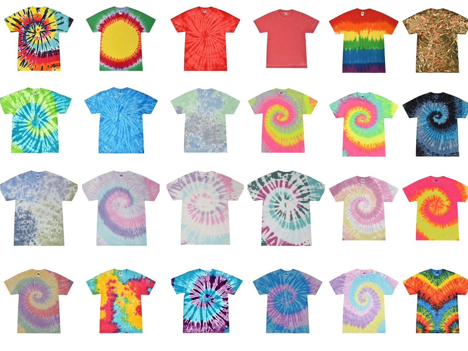Tie Dye T-Shirts Multi-Color Kids & Adult 100% Cotton Colortone gallery