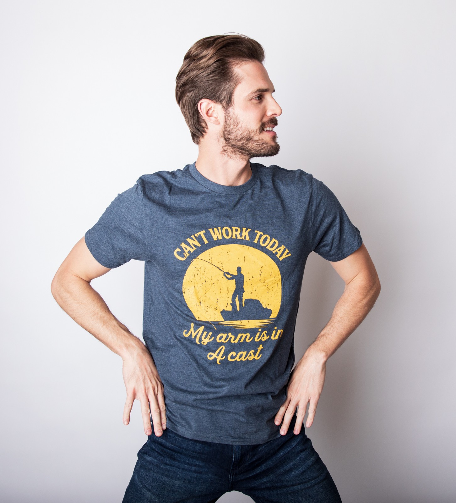 Mens Can't Work Today My Arm Is In A Cast T-Shirt Funny Fishing Tee gallery