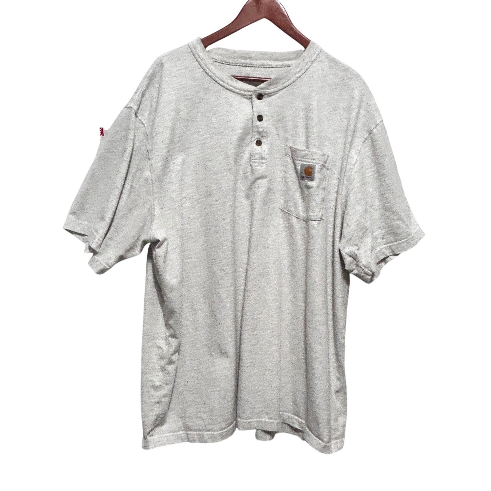 Carhartt Mens Gorpcore Workwear Henley Shirt 2XL Ash Grey Utility Pocket Tee