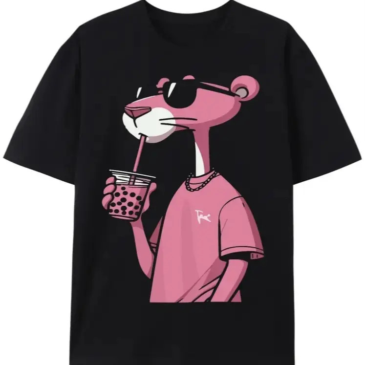 Pink Cartoon Graphic T-Shirt Trendy Streetwear Unisex Cotton Tee gallery